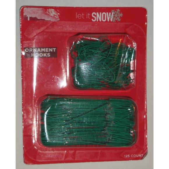 125ct Green Christmas Ornament Hooks 2 Size 60small 1.5" 60lg 2.5" Let it Snow - Picture 1 of 2